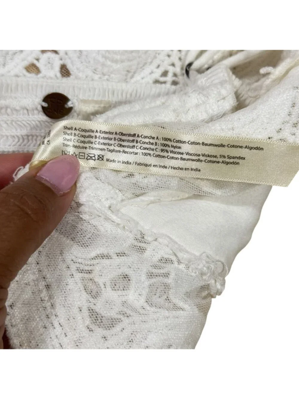 Free People FP One Women’s White Lace Crochet Bralette Cami Top Size Small - Picture 7 of 9